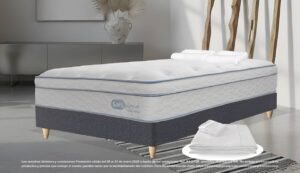 Colchón Soft Cloud +Somier +Juego de sabanas+ Almohada + Protector